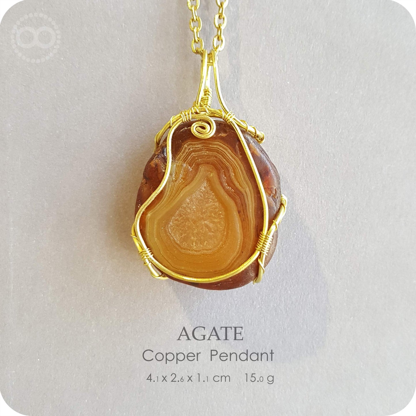 【 For Xiǎo zhēn 】Agate 原皮風化瑪瑙 Copper Pendant - H207