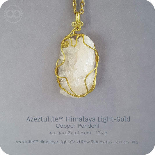 Azeztulite™ Himalaya Light-Gold 阿賽斯特萊石 Copper Pendant - H210