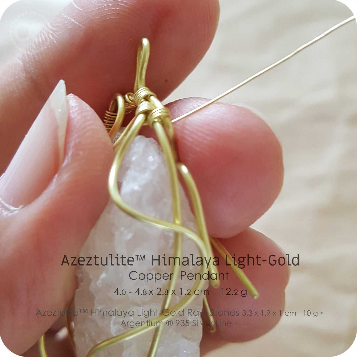Azeztulite™ Himalaya Light-Gold 阿賽斯特萊石 Copper Pendant - H210