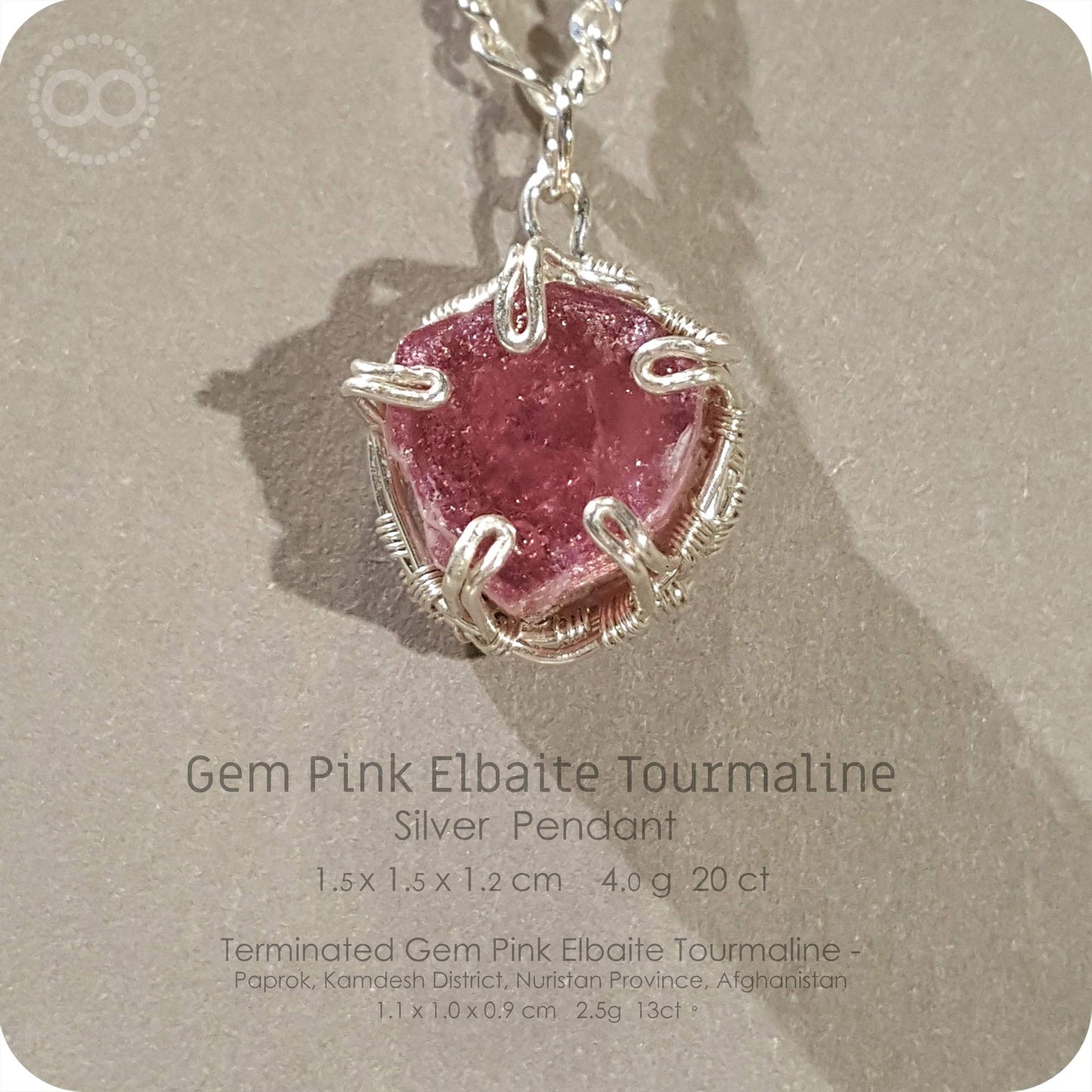 Pink Elbaite Tourmaline 粉紅鋰電氣石 Silver Necklace - H216