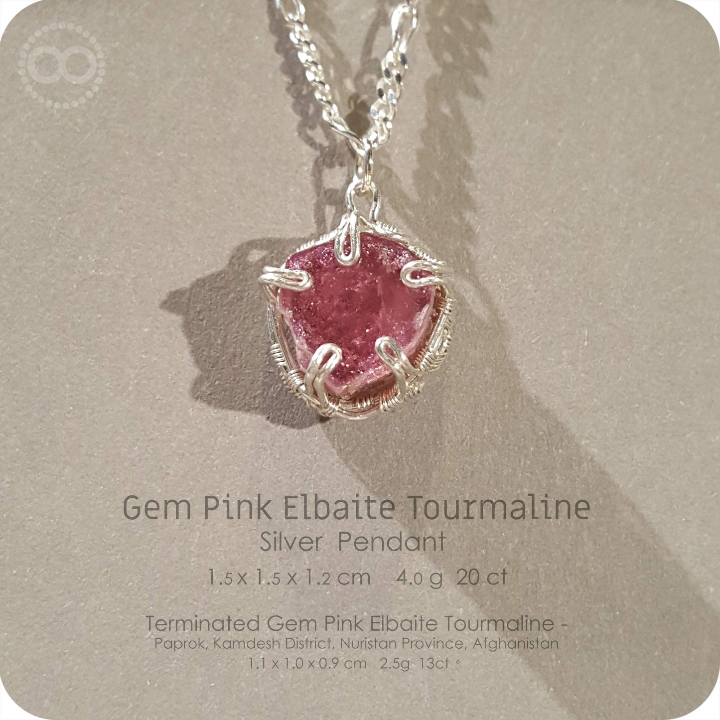 Pink Elbaite Tourmaline 粉紅鋰電氣石 Silver Necklace - H216