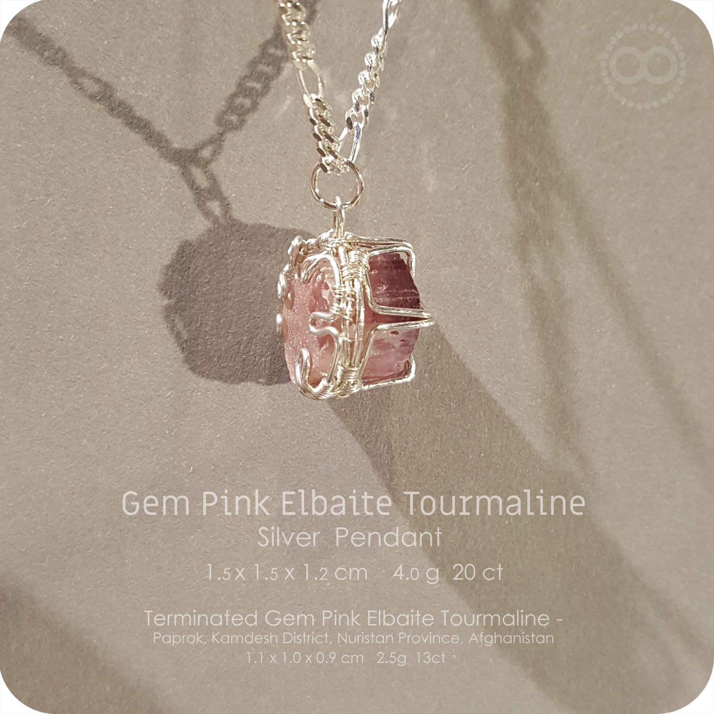 Pink Elbaite Tourmaline 粉紅鋰電氣石 Silver Necklace - H216