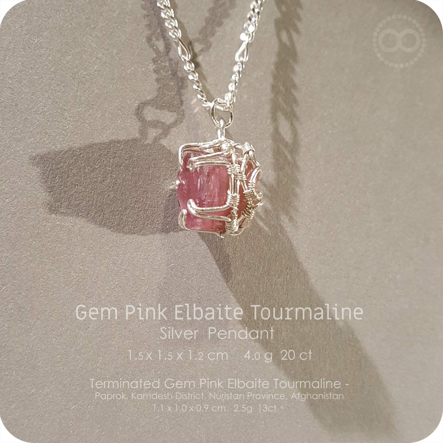 Pink Elbaite Tourmaline 粉紅鋰電氣石 Silver Necklace - H216