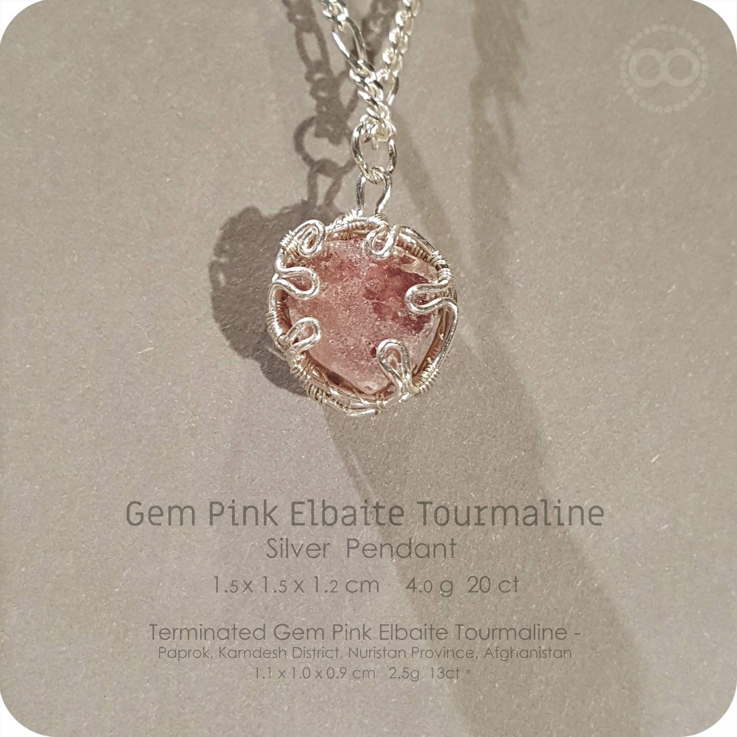 Pink Elbaite Tourmaline 粉紅鋰電氣石 Silver Necklace - H216