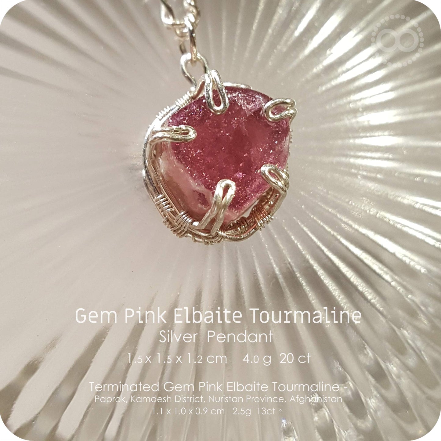 Pink Elbaite Tourmaline 粉紅鋰電氣石 Silver Necklace - H216