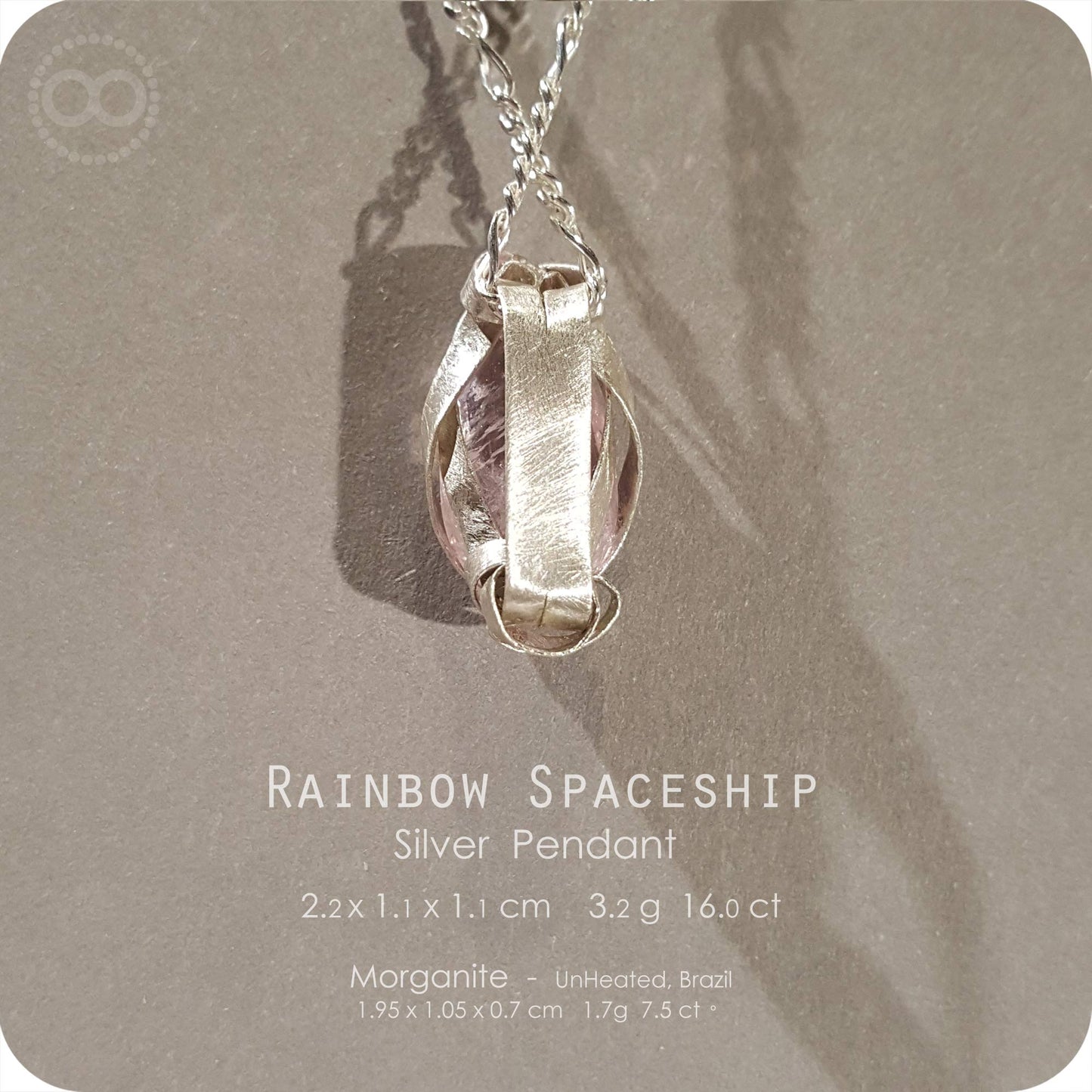 Rainbow Spaceship Morganite Silver Necklace - H217