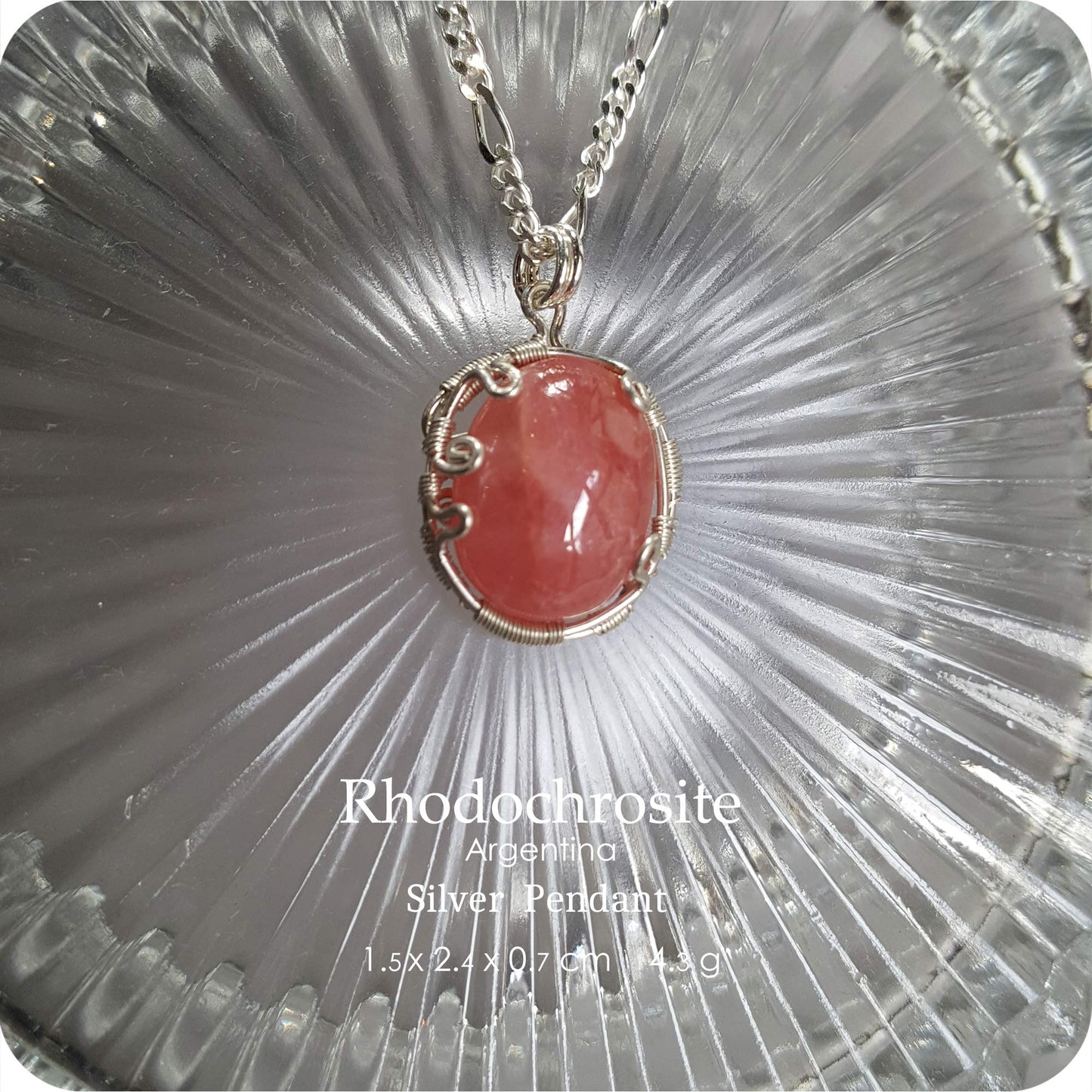 Rhodochrosite ✦ 菱錳礦 Silver Necklace - H218