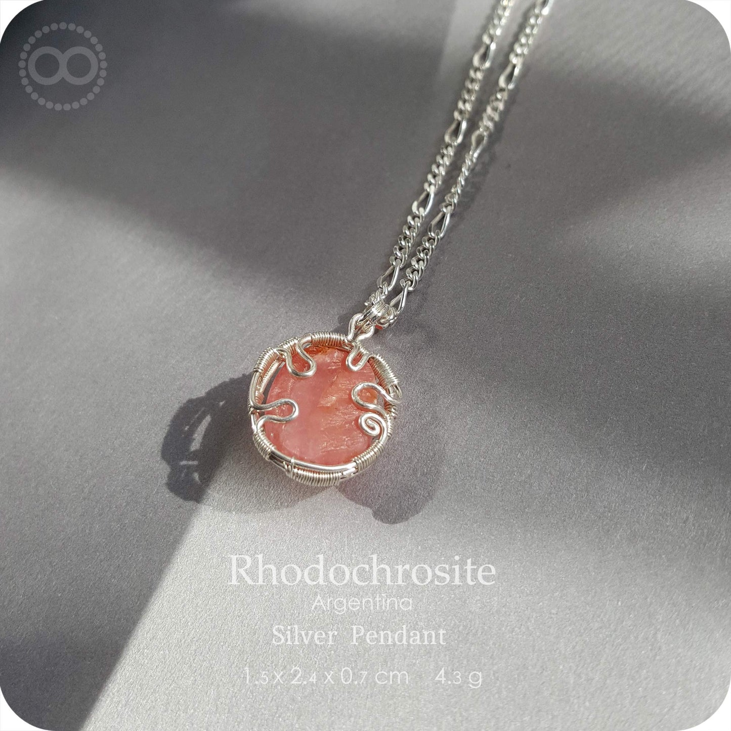 Rhodochrosite ✦ 菱錳礦 Silver Necklace - H218
