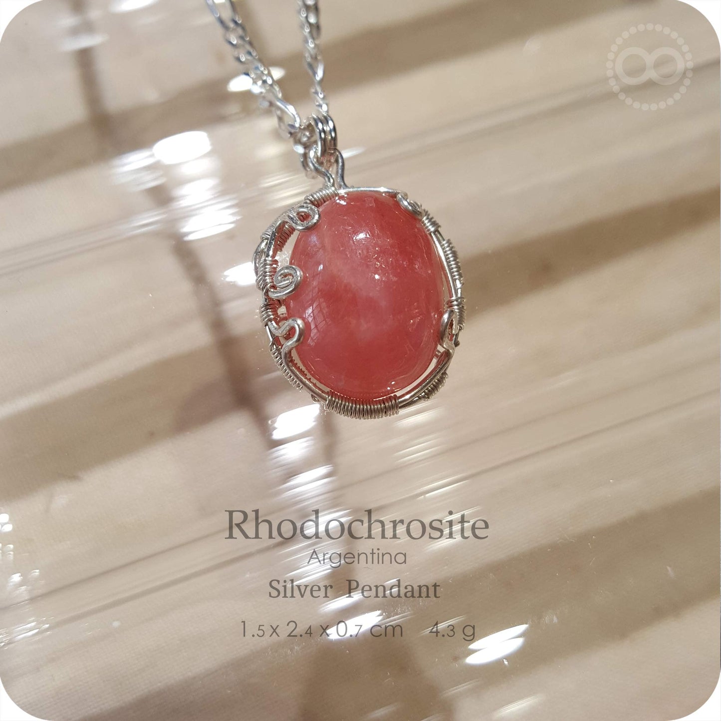 Rhodochrosite ✦ 菱錳礦 Silver Necklace - H218