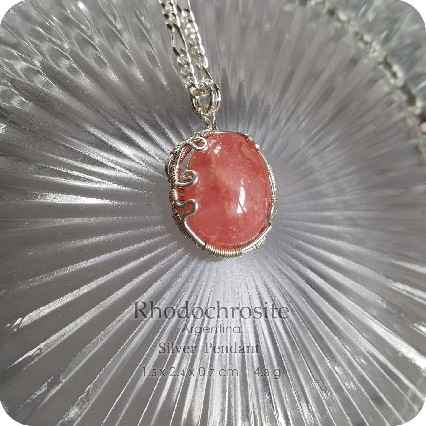 Rhodochrosite ✦ 菱錳礦 Silver Necklace - H218