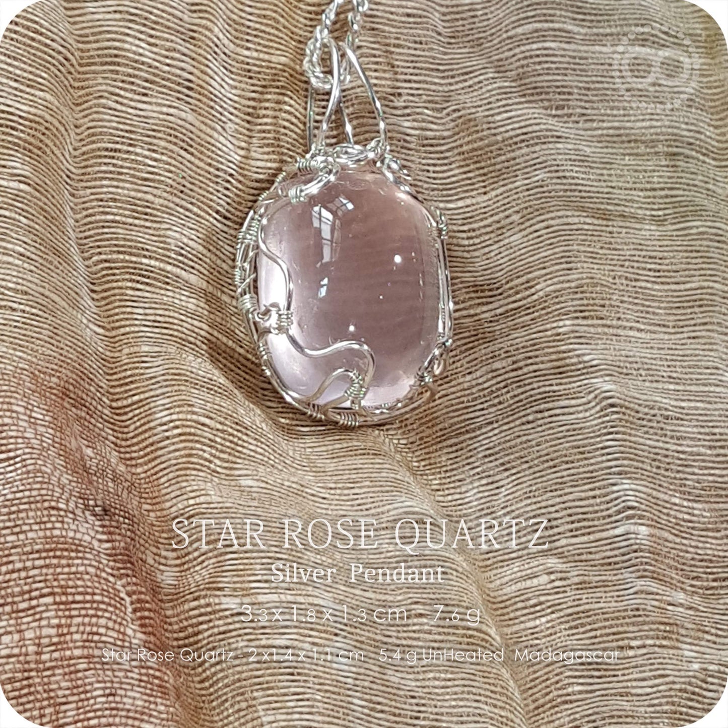 Gem Star Rose Quartz 微星光粉晶寶石 Silver Necklace - H219