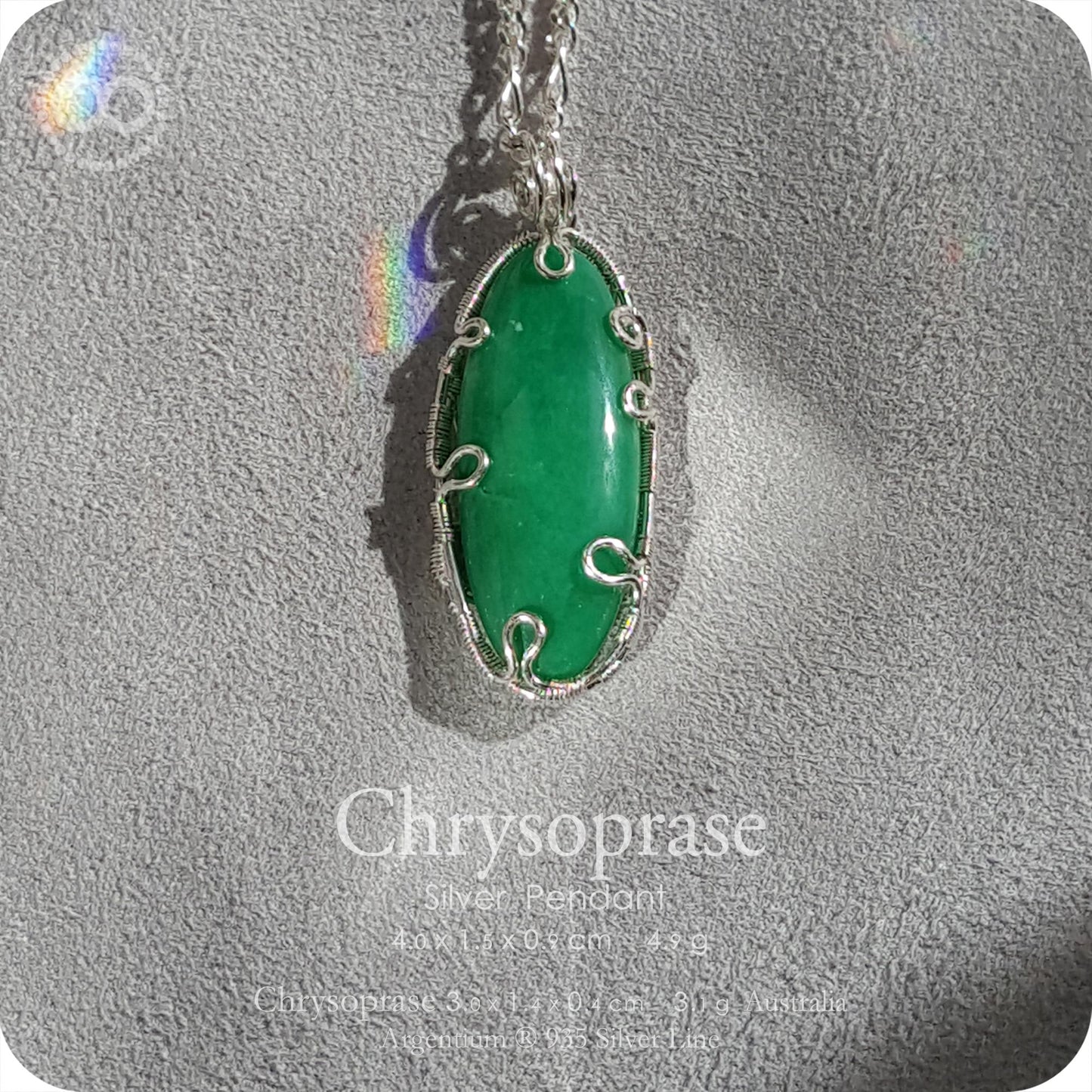 Chrysoprase 澳洲綠玉髓 Silver Necklace - H221