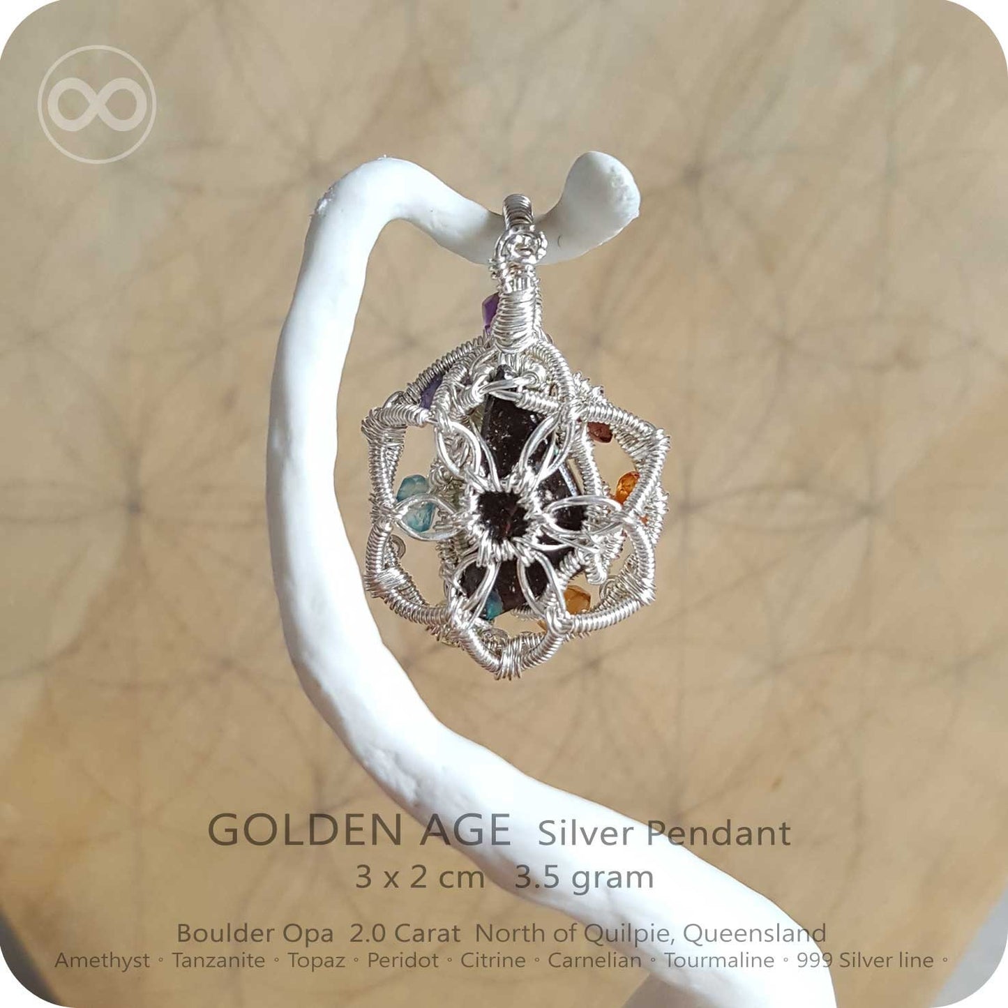 GOLDEN AGE 澳洲礫貝蛋白石 純銀墜 Boulder Opal Silver Pendant - H05