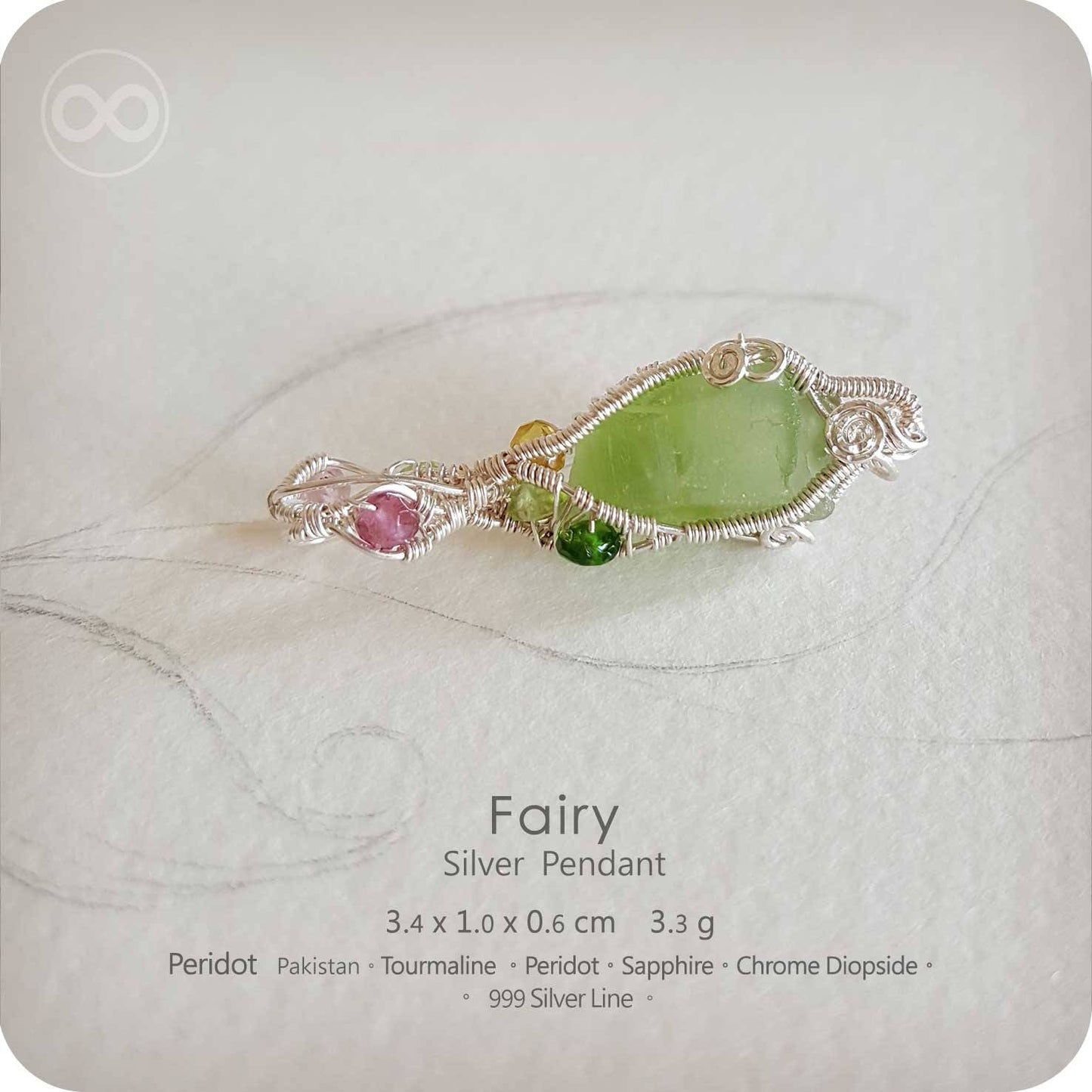 Peridot FAIRY Silver Jewelry Pendant -H50