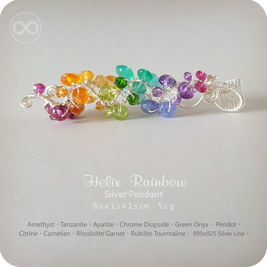 Helix Rainbow Chakras Silver Pendant - H78