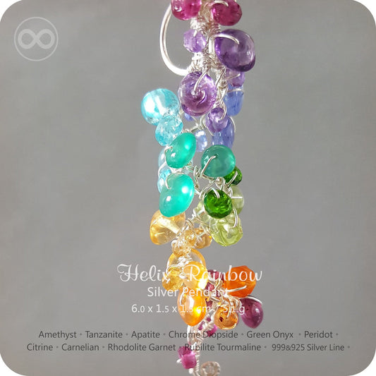 Helix Rainbow Chakras Silver Pendant - H78