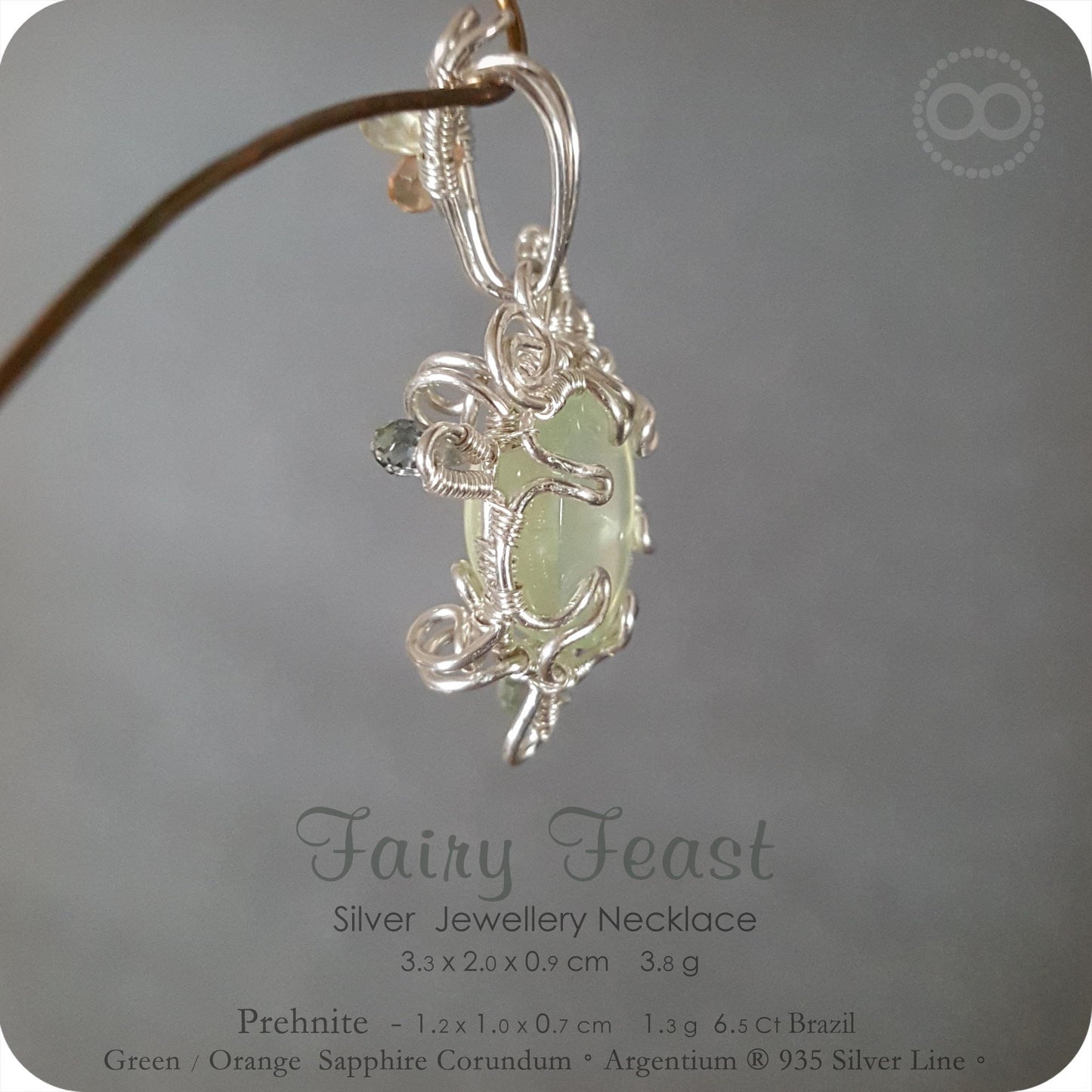 Prehnite Silver Jewelry Pendant - H150 - Fairy Feast