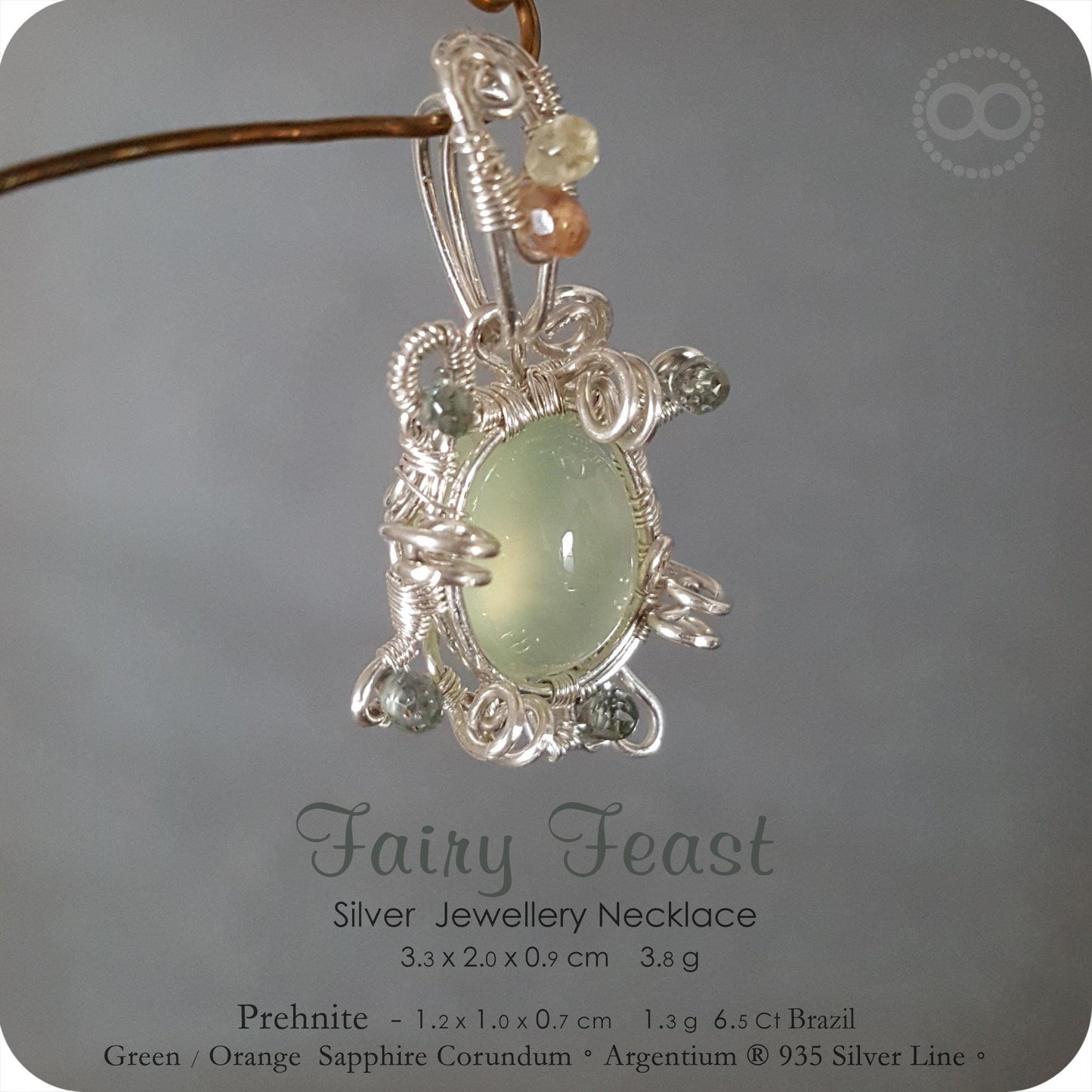 Prehnite Silver Jewelry Pendant - H150 - Fairy Feast