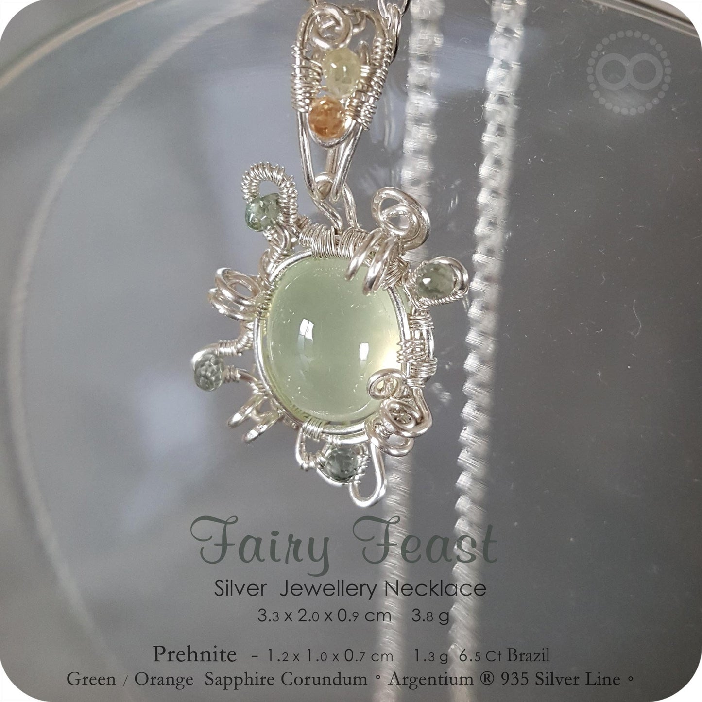 Prehnite Silver Jewelry Pendant - H150 - Fairy Feast