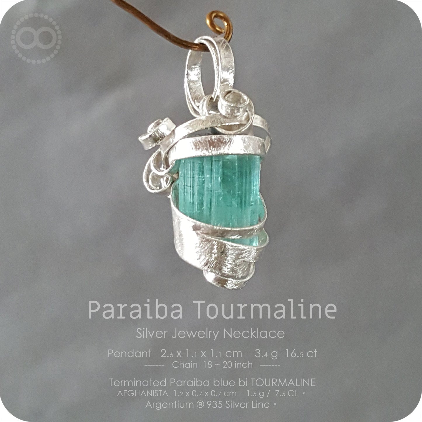 Terminated Paraiba Tourmaline Silver Jewelry Necklace - H139 - Interstellar Messenger