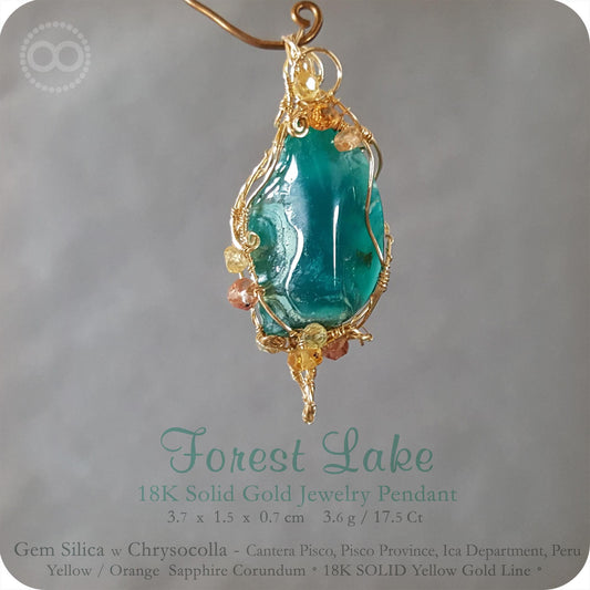 Gem Silica 18K SOLID Gold Jewelry Pendant - H 142