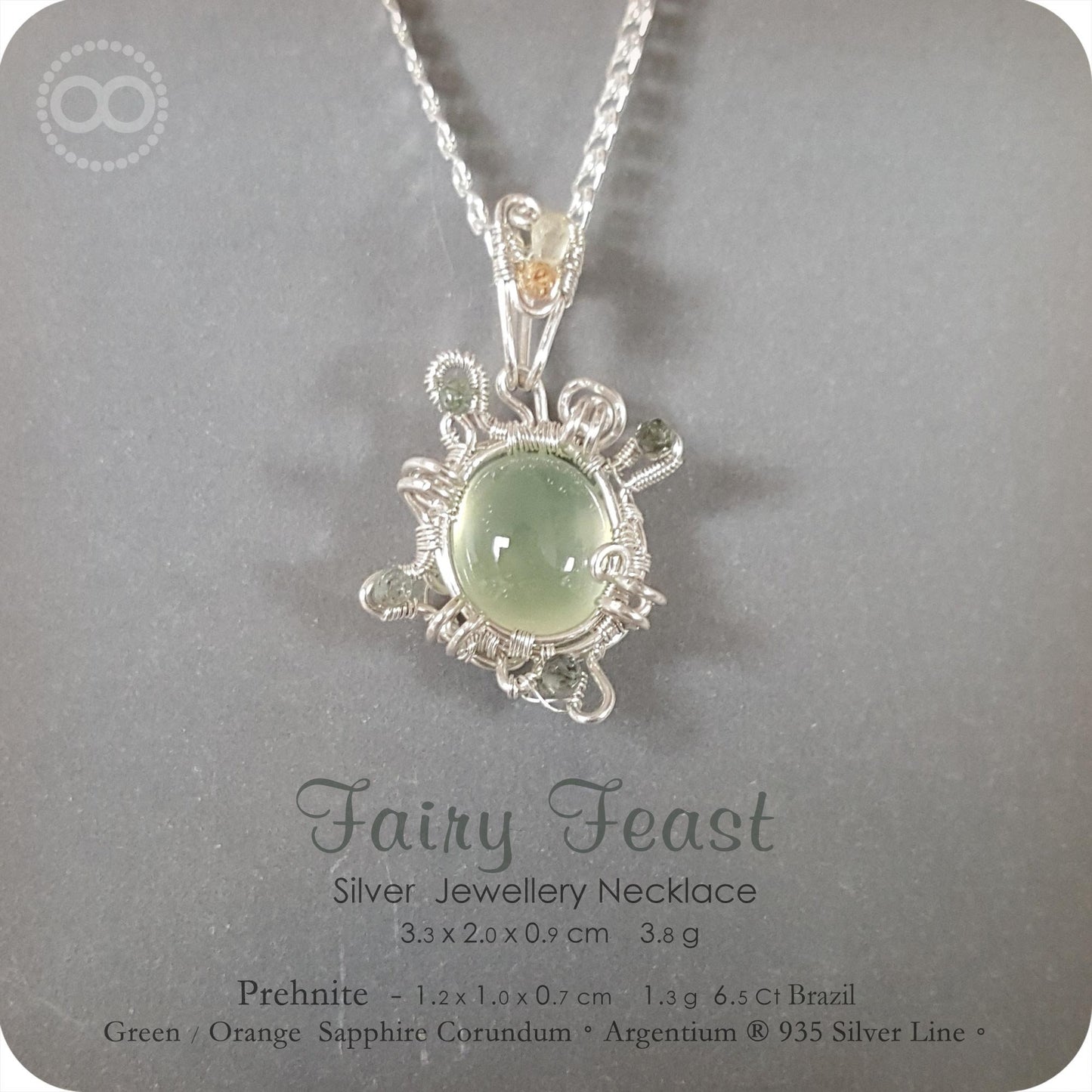 Prehnite Silver Jewelry Pendant - H150 - Fairy Feast