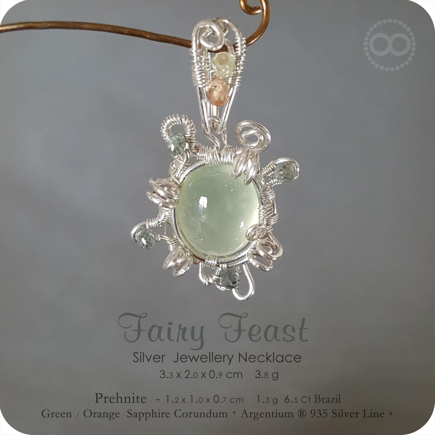 Prehnite Silver Jewelry Pendant - H150 - Fairy Feast