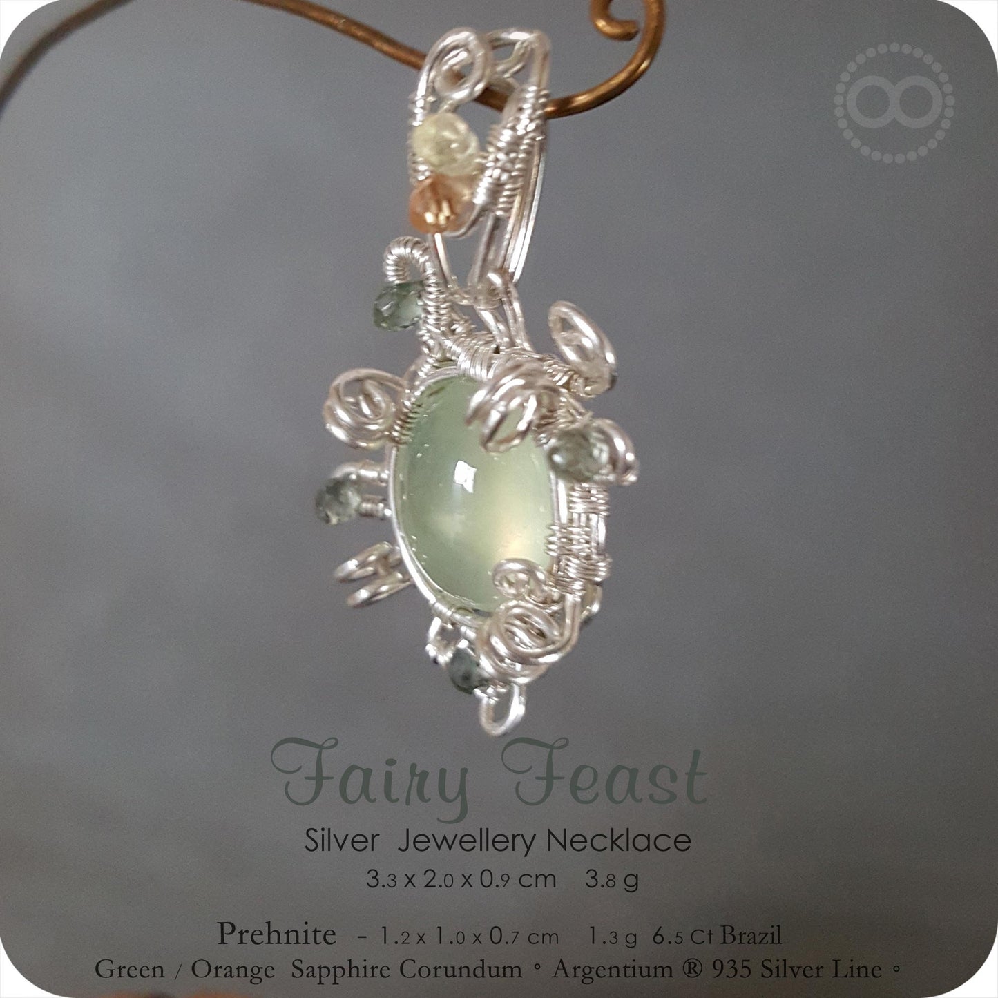 Prehnite Silver Jewelry Pendant - H150 - Fairy Feast