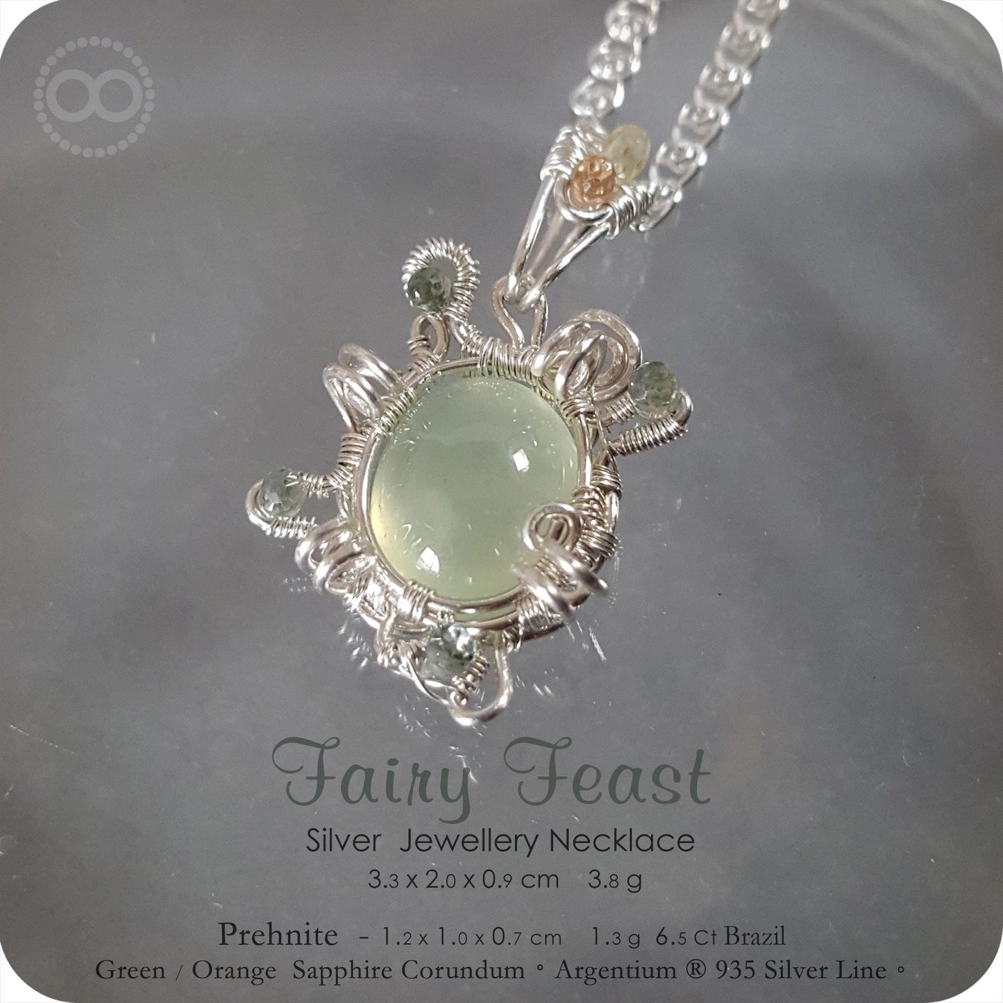 Prehnite Silver Jewelry Pendant - H150 - Fairy Feast