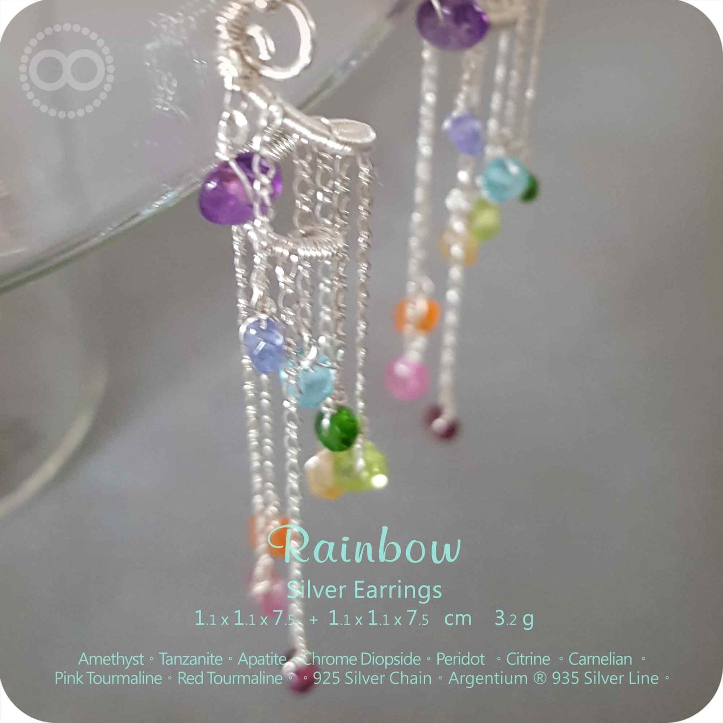 Rainbow Chakras Fish Hooks Silver Earrings - H162