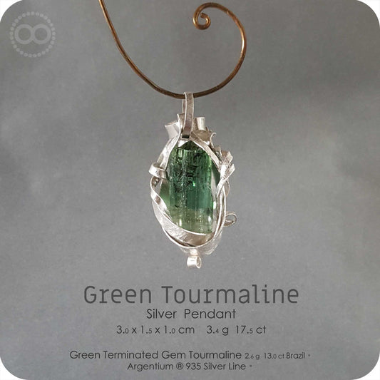 Green Tourmaline Silver Pendant - H155