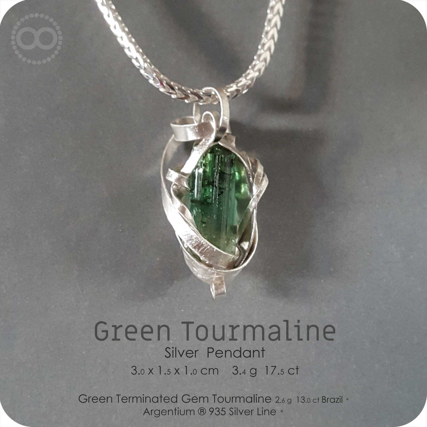 Green Tourmaline Silver Pendant - H155