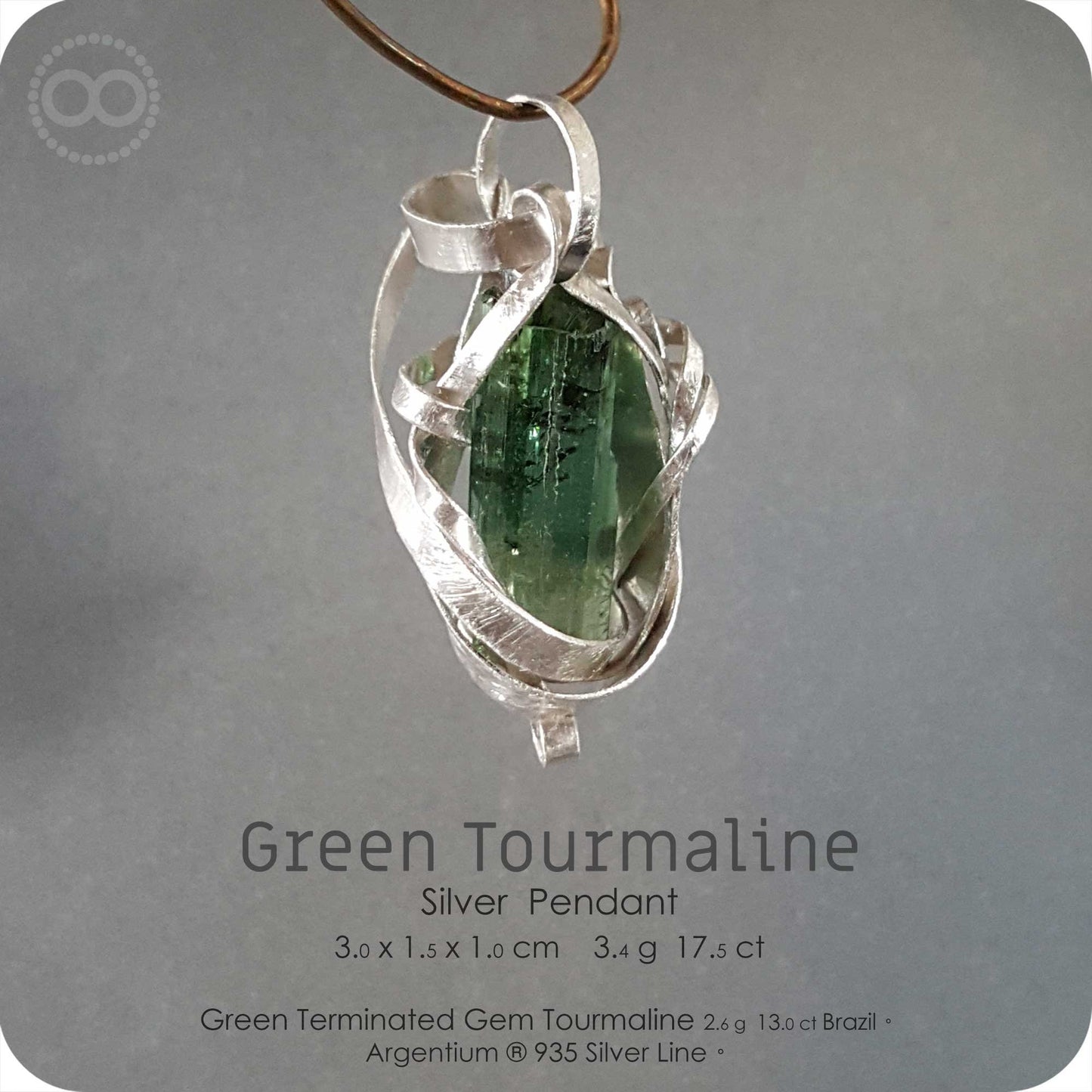 Green Tourmaline Silver Pendant - H155