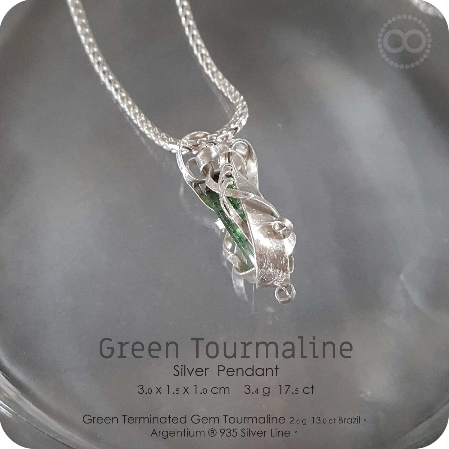 Green Tourmaline Silver Pendant - H155