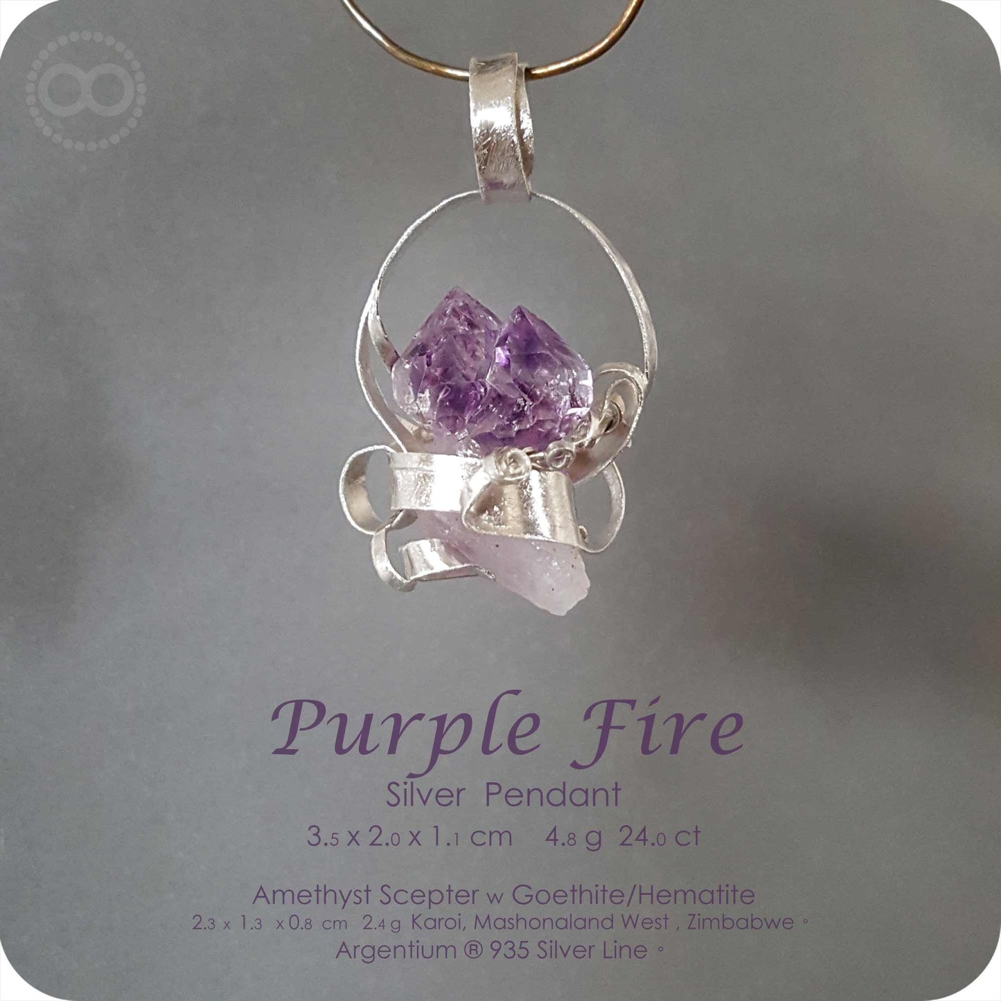 Amethyst Scepter Silver Jewelry Necklace - H164