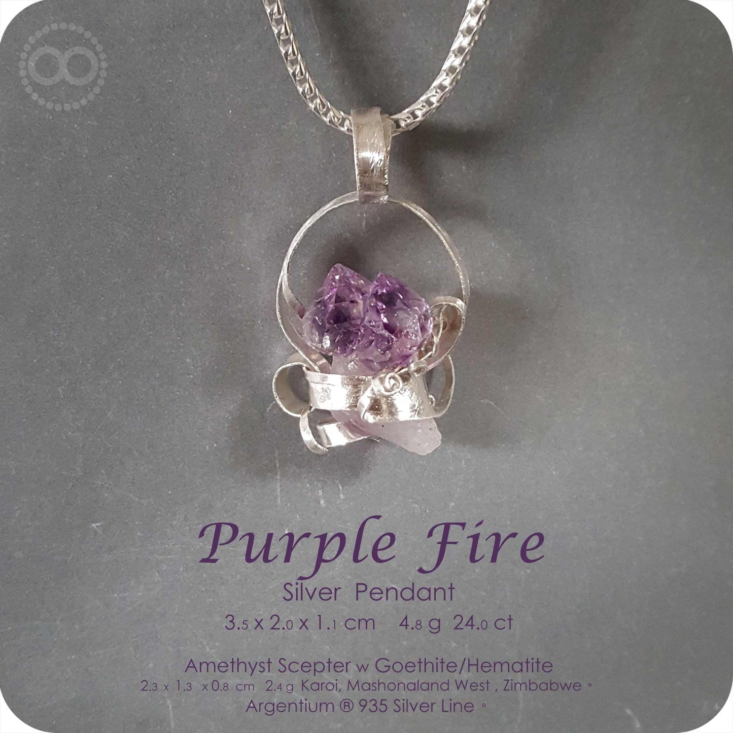 Amethyst Scepter Silver Jewelry Necklace - H164