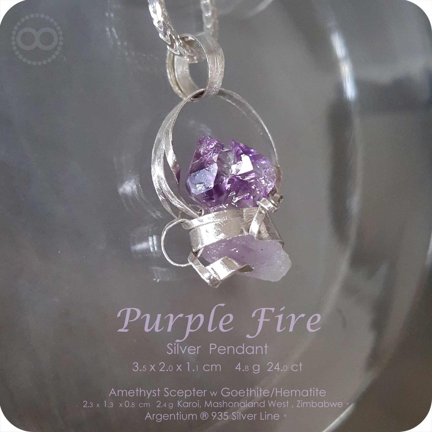 Amethyst Scepter Silver Jewelry Necklace - H164