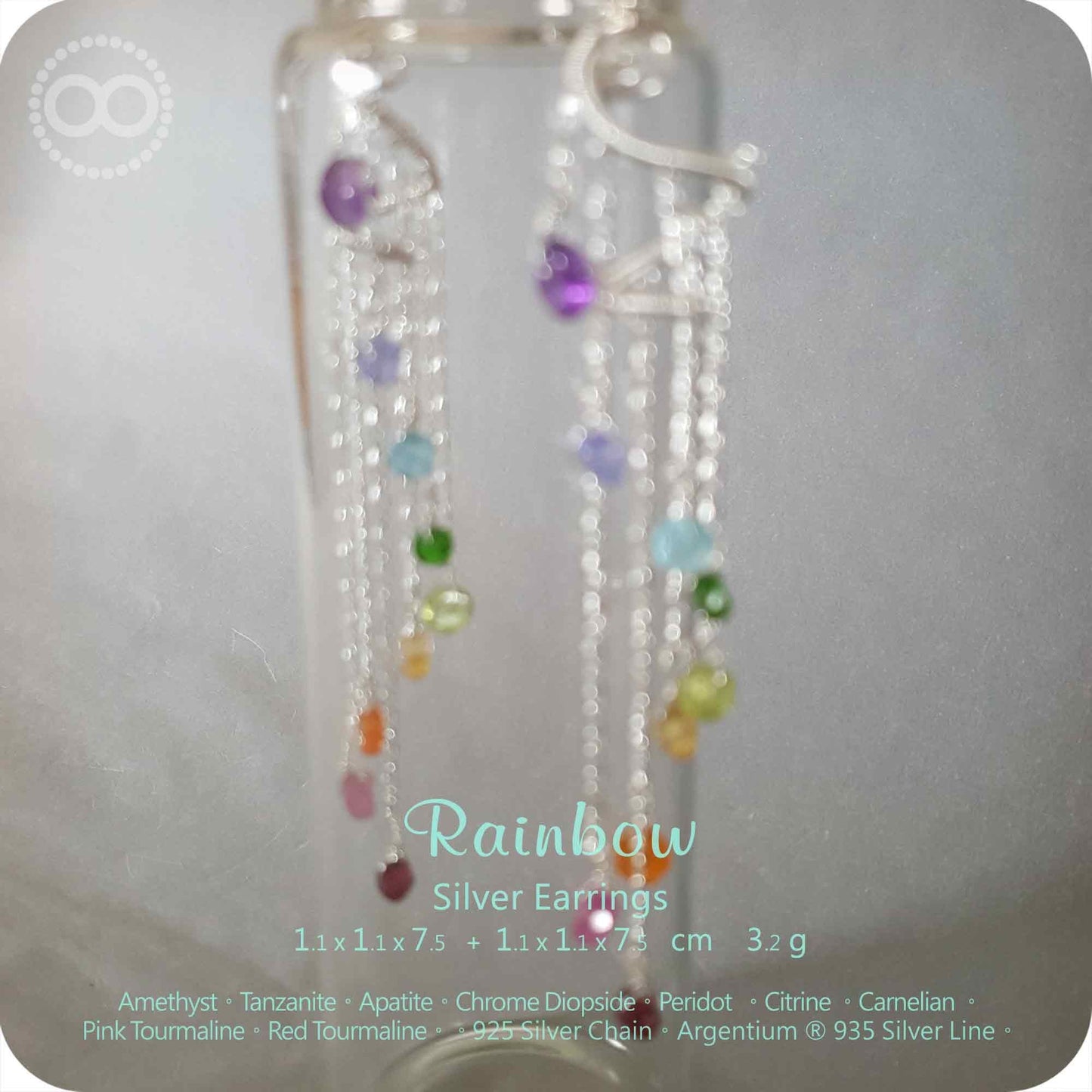 Rainbow Chakras Fish Hooks Silver Earrings - H162