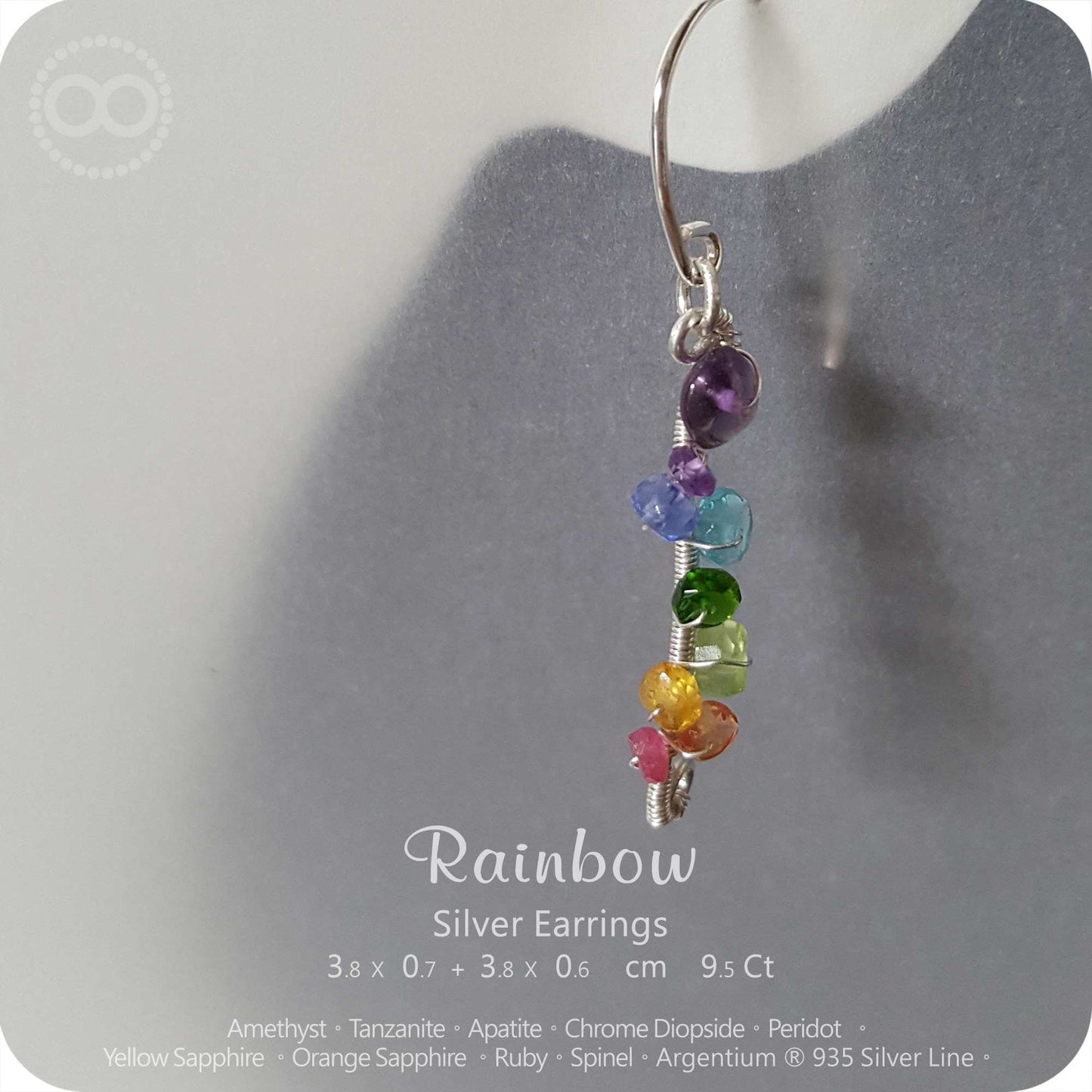 Rainbow Chakras Silver Earrings - H170