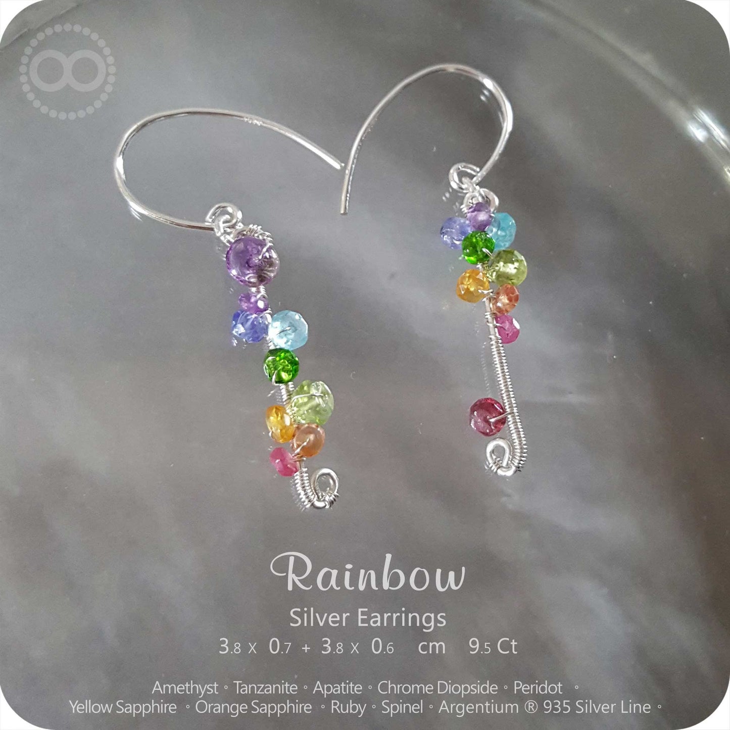 Rainbow Chakras Silver Earrings - H170