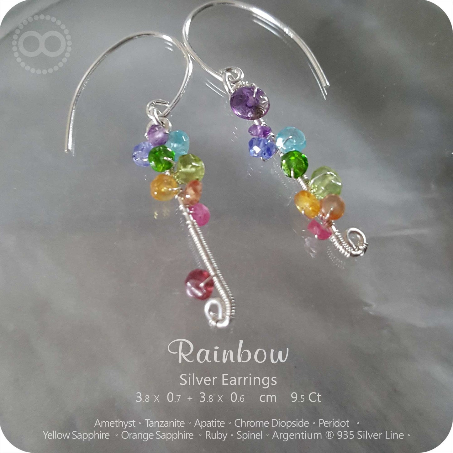 Rainbow Chakras Silver Earrings - H170