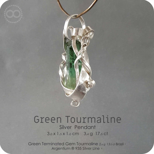 Green Tourmaline Silver Pendant - H155