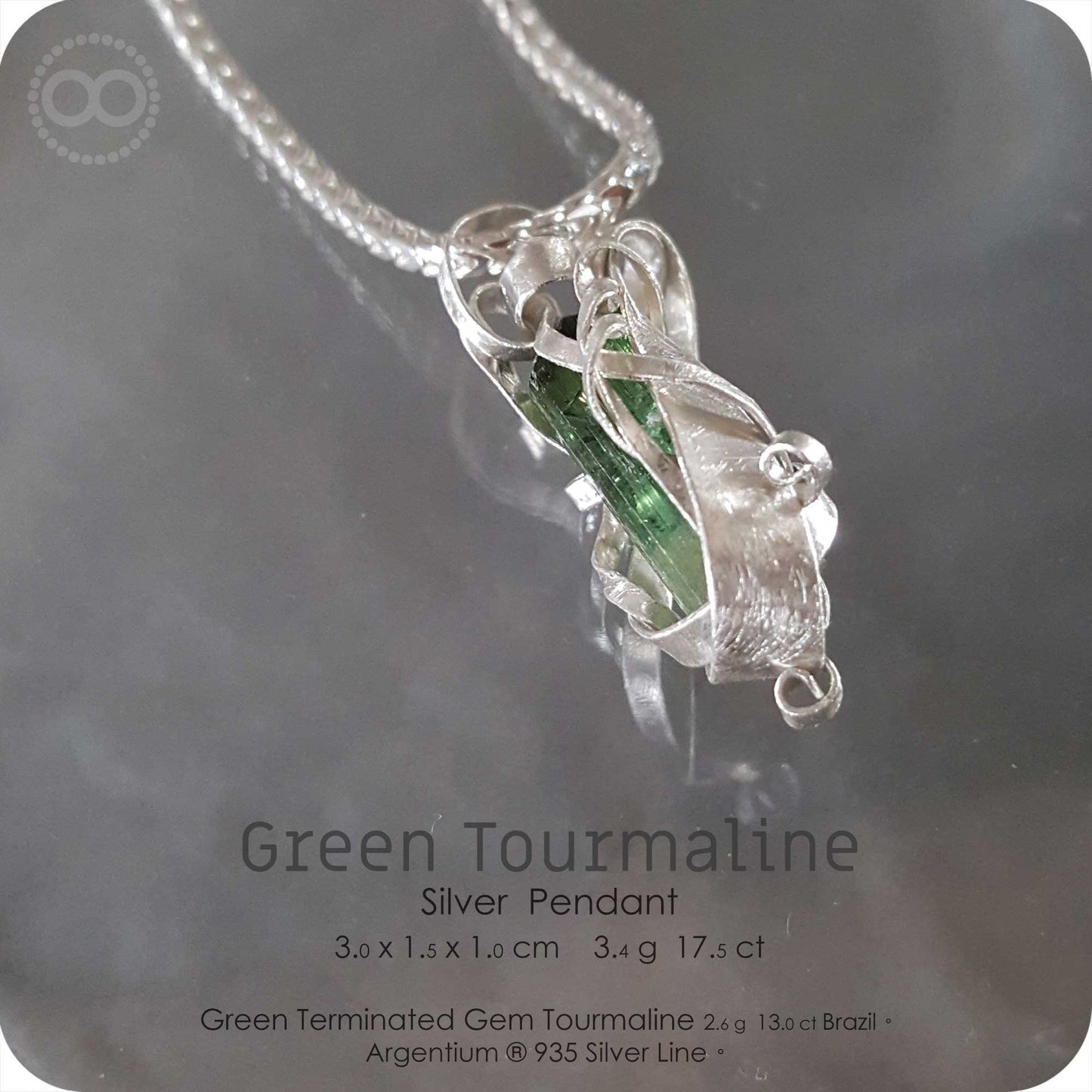 Green Tourmaline Silver Pendant - H155