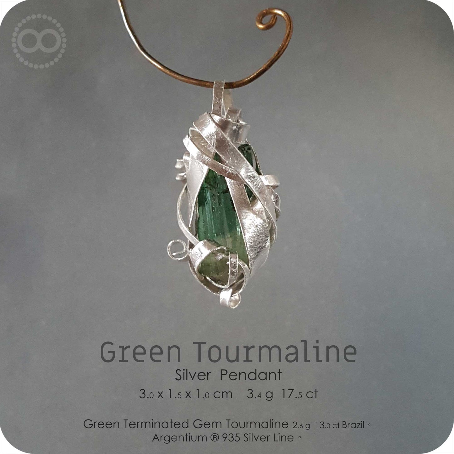 Green Tourmaline Silver Pendant - H155