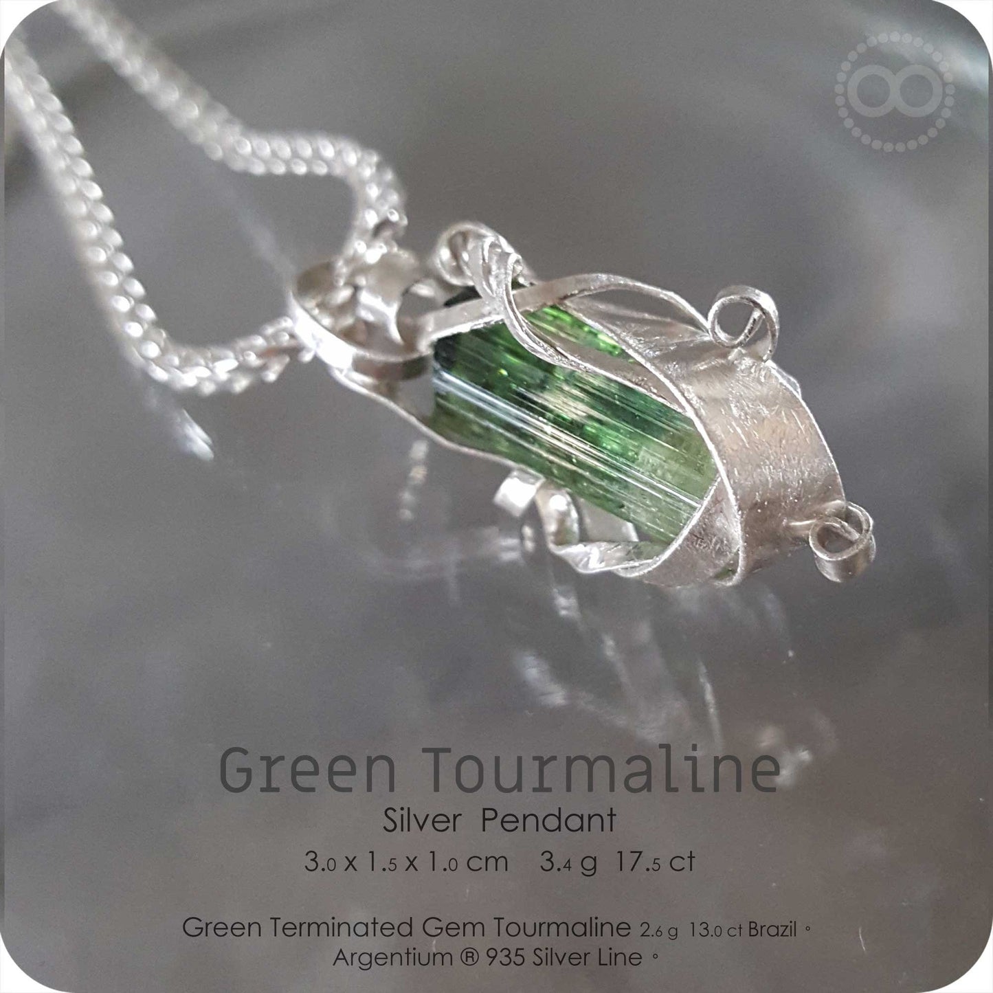 Green Tourmaline Silver Pendant - H155