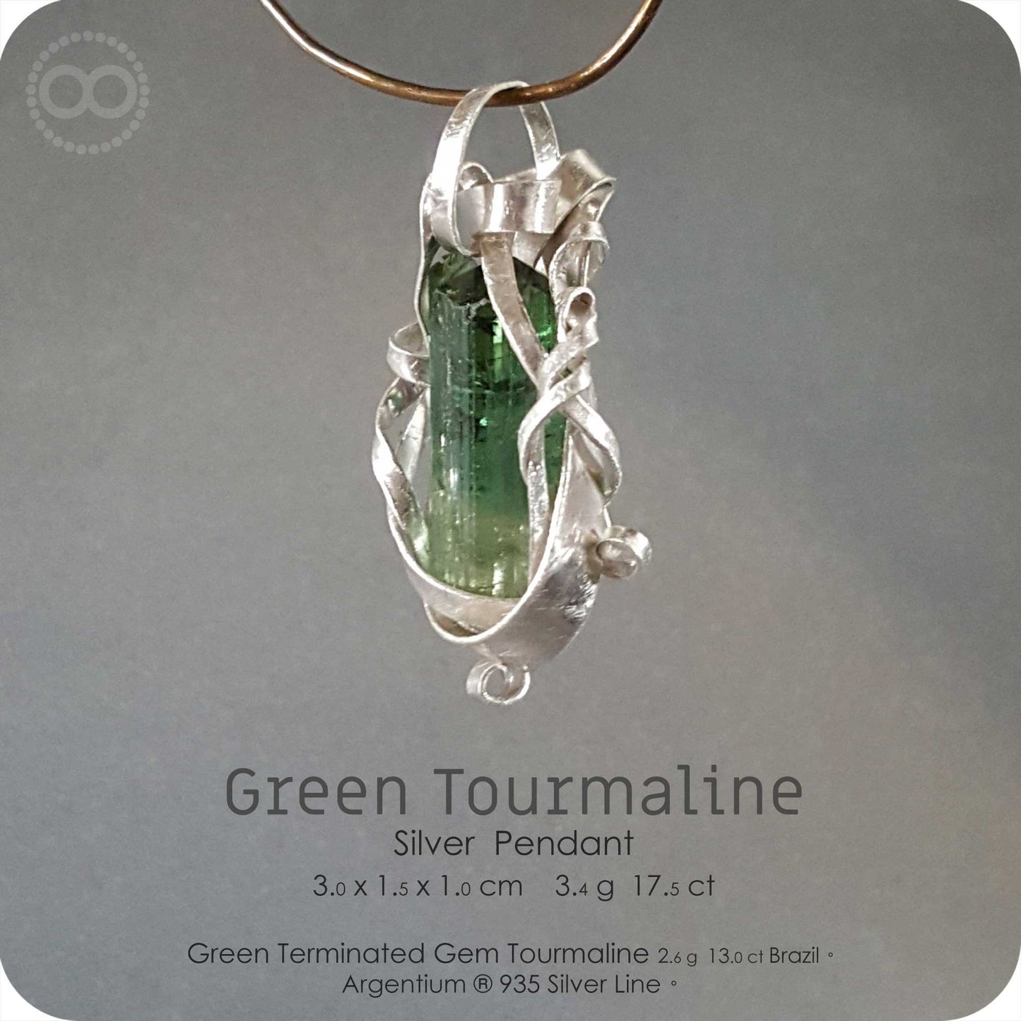 Green Tourmaline Silver Pendant - H155