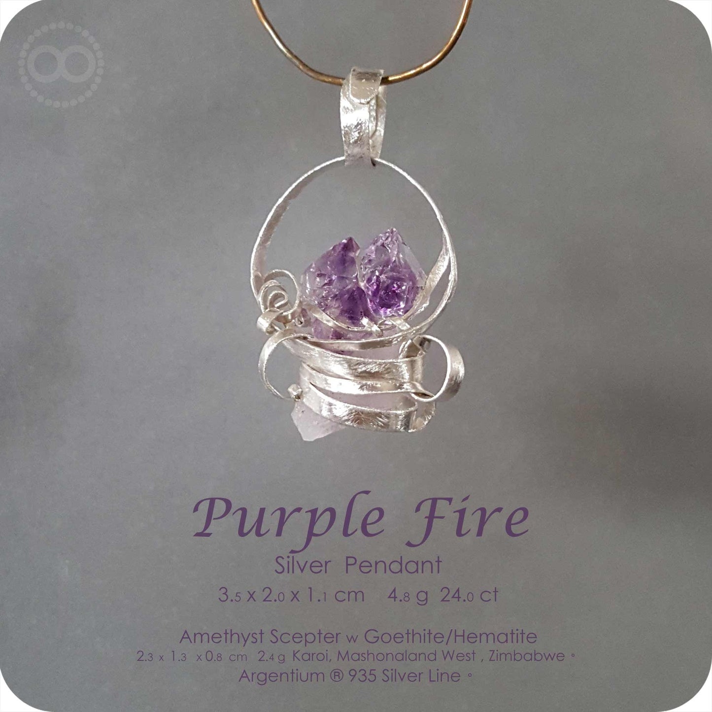 Amethyst Scepter Silver Jewelry Necklace - H164