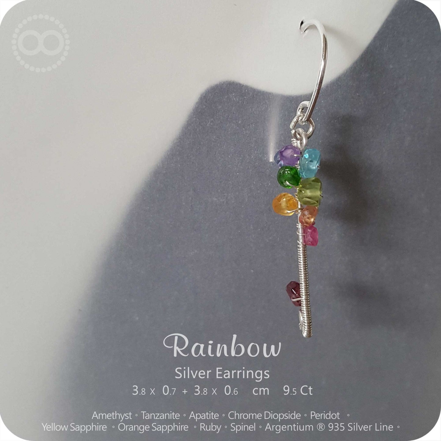 Rainbow Chakras Silver Earrings - H170