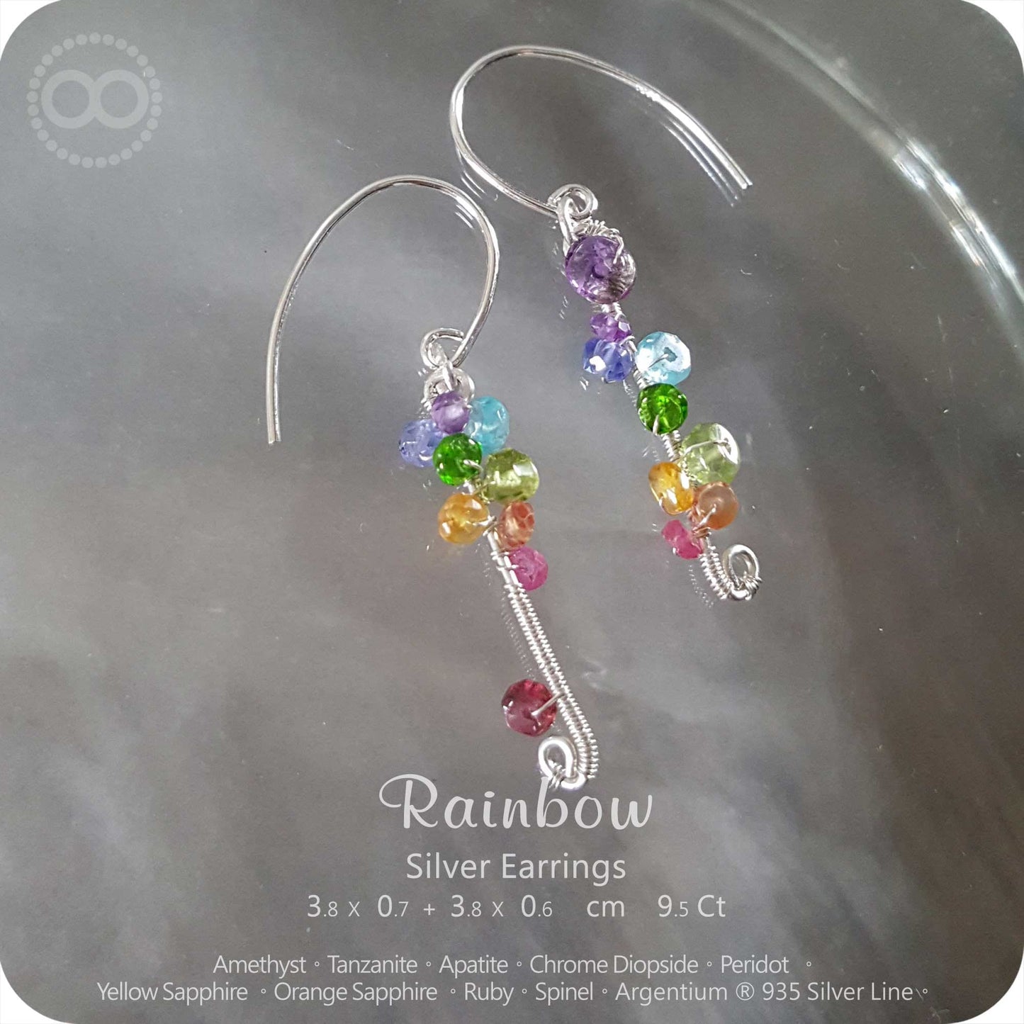 Rainbow Chakras Silver Earrings - H170