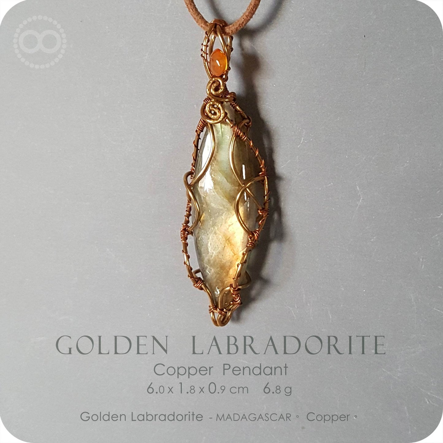 Golden Labradorite Copper Pendant- H125